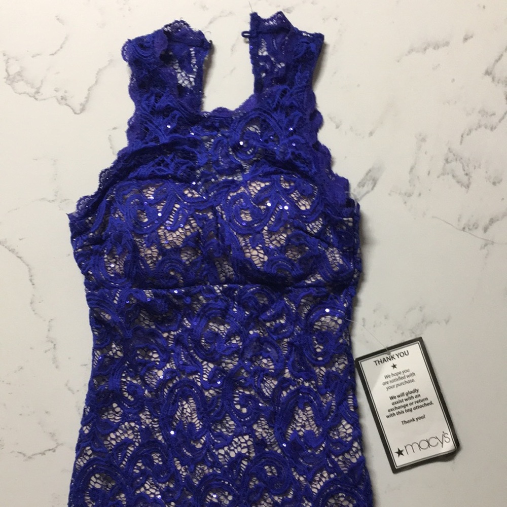 Blue&Nude Sequin Hearts lace dress